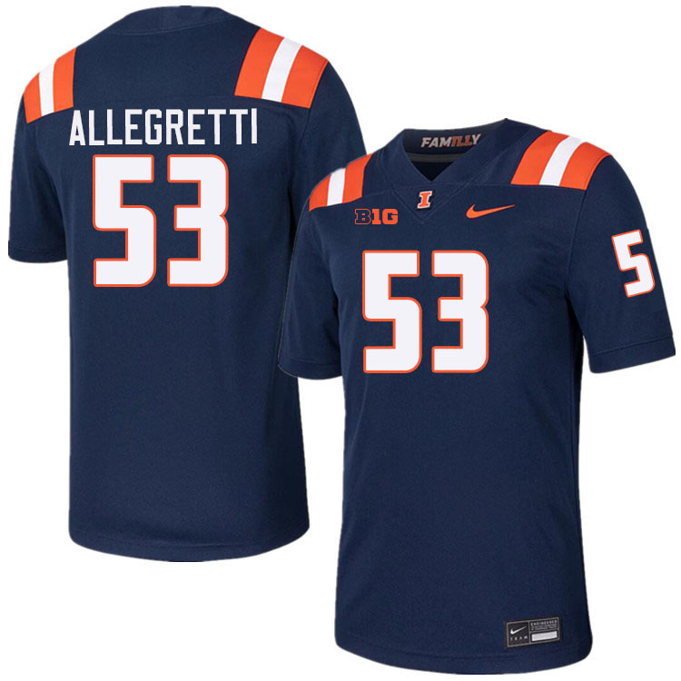 #53 Nick Allegretti Illinois Fighting Illini Football Jersey,Uniforms-Navy